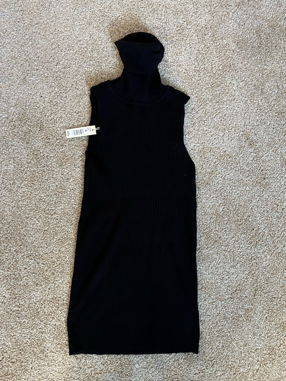 Sleeveless Black Ribbed Turtleneck Shirt